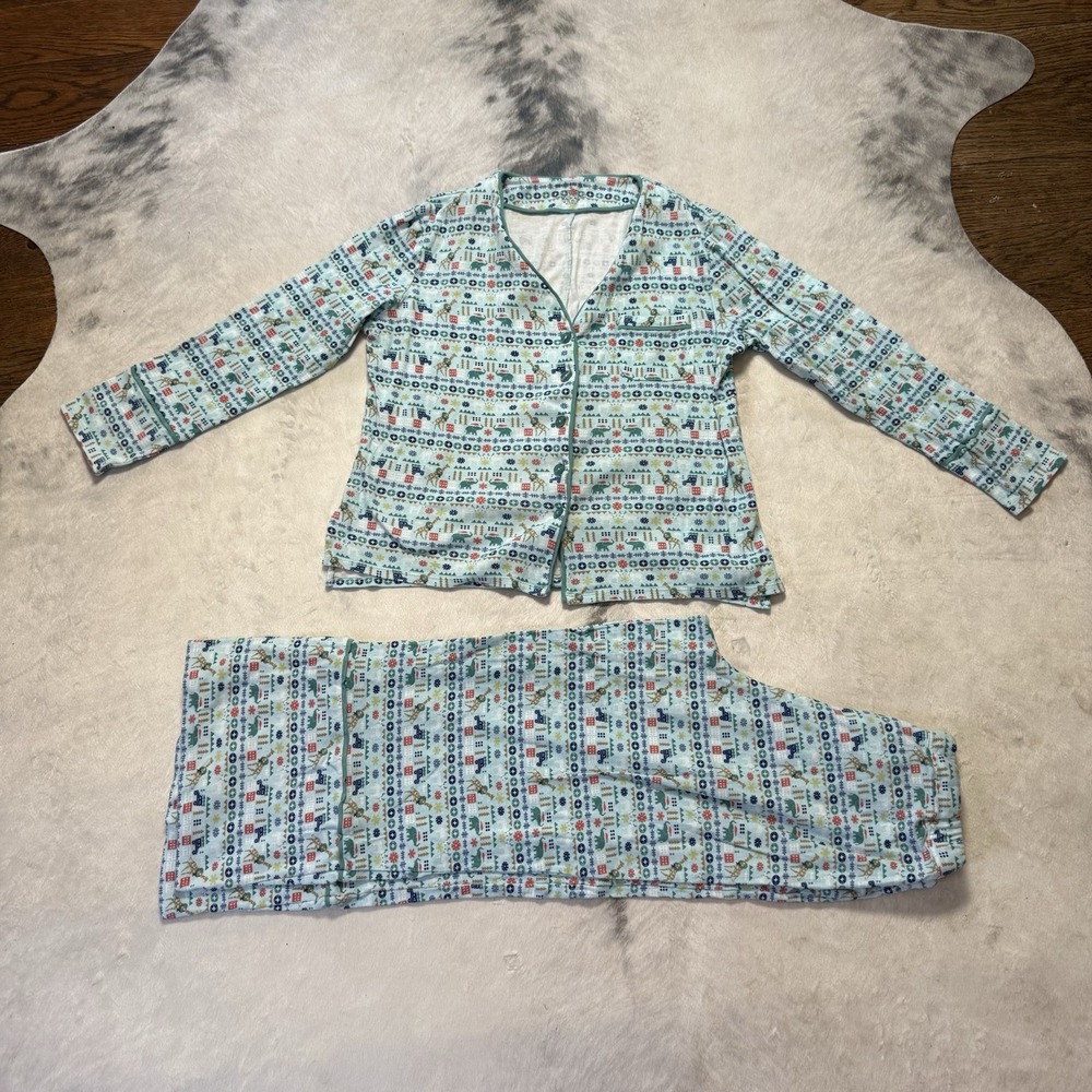 Summersalt Pajama Set Womens Size Medium Blue Giraffes Print Lightweight